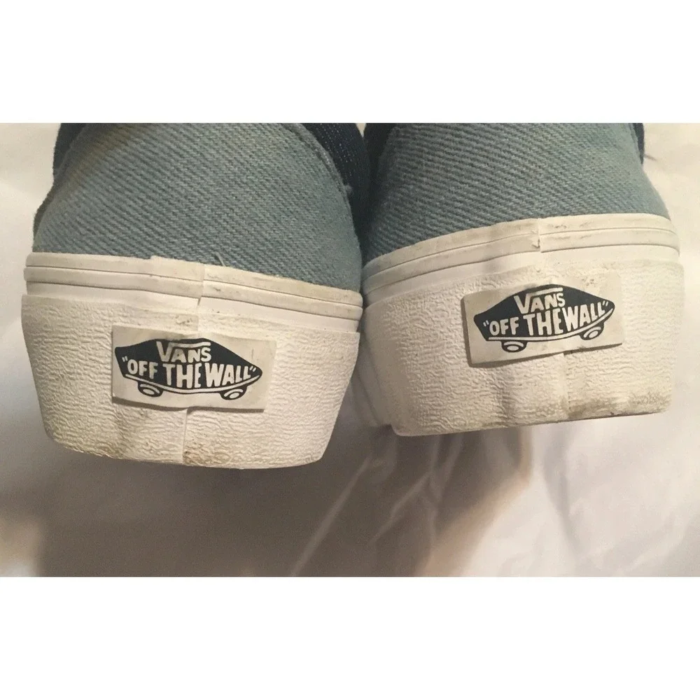 Vans Slip‎ On Blue Denim Ombré Shoes Size Womens 6, Mens 4.5